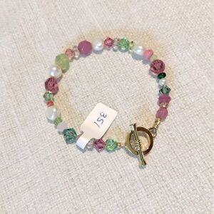 Pink & green beaded bracelet